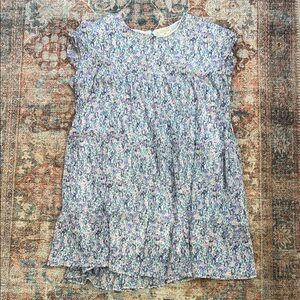 Hayden Girls Blue and White Flutter Sleeve Sundress